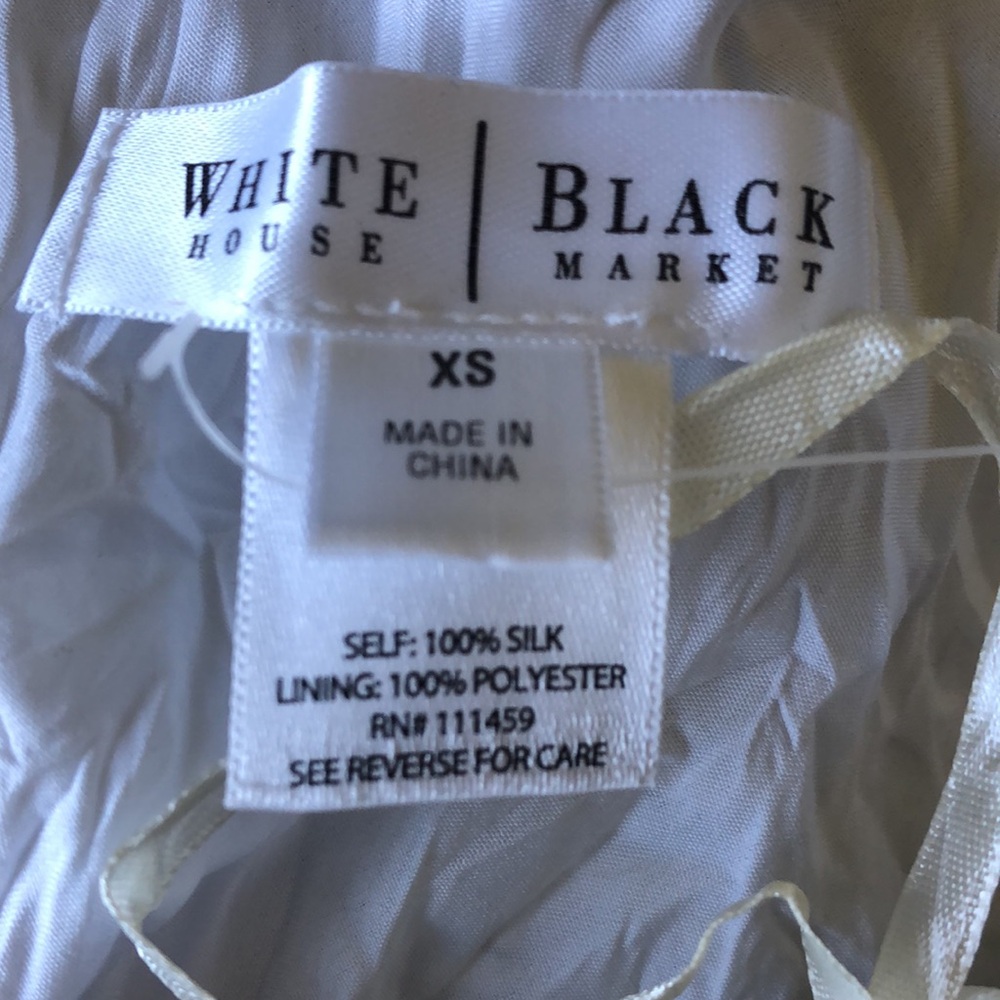 White House/Black Market black and white 100% silk gathered skirt size XS - Picture 4 of 6